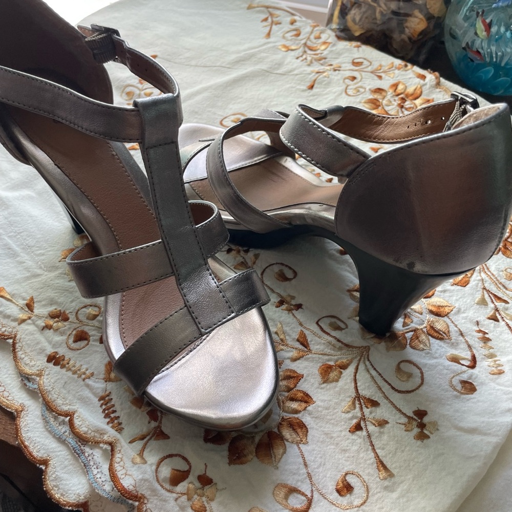 Avenue Metallic Silver Strappy Heels